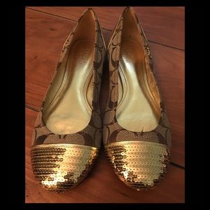 Coach flats with gold sequin